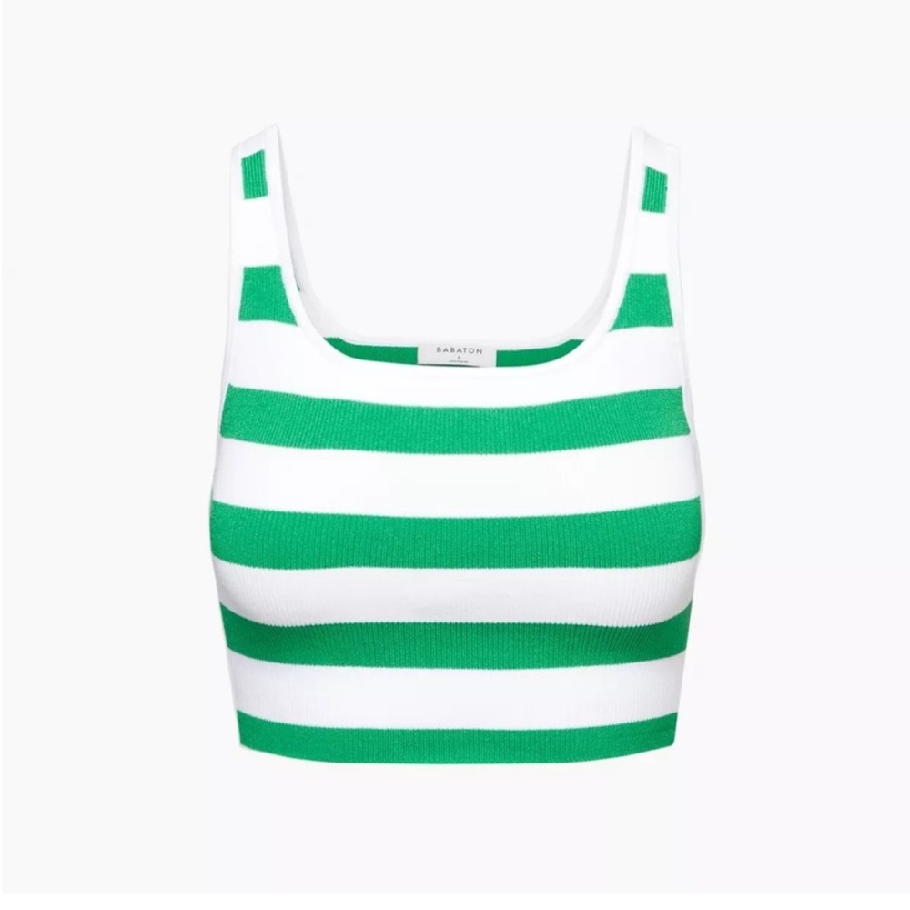 ARITZIA BABTON GREEN STRIPE CROP TOP